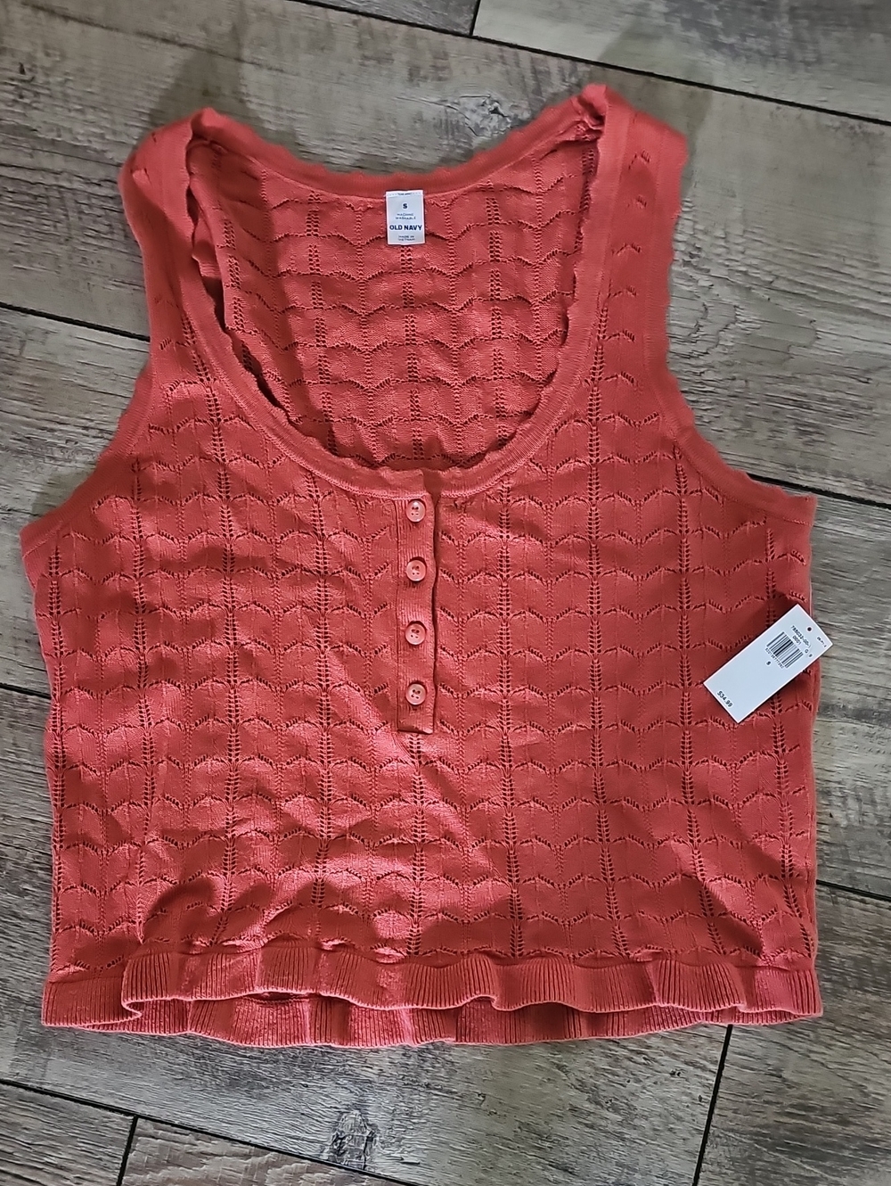 Old Navy Coral Button-Front Knit Tank